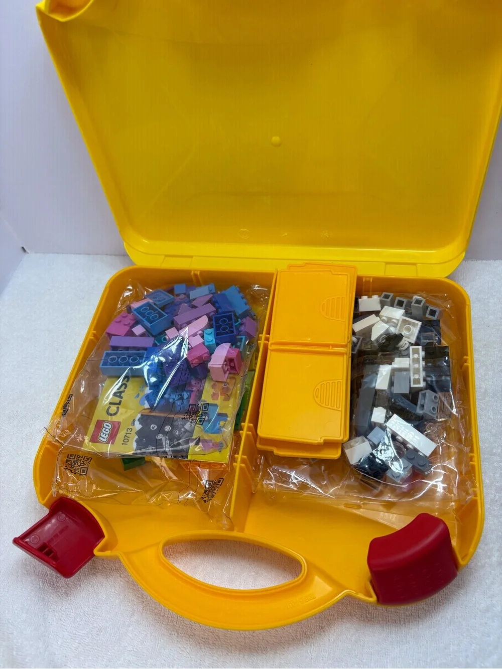 All new see pictures Lego Yellow Carrying Case with Red Latch Accents